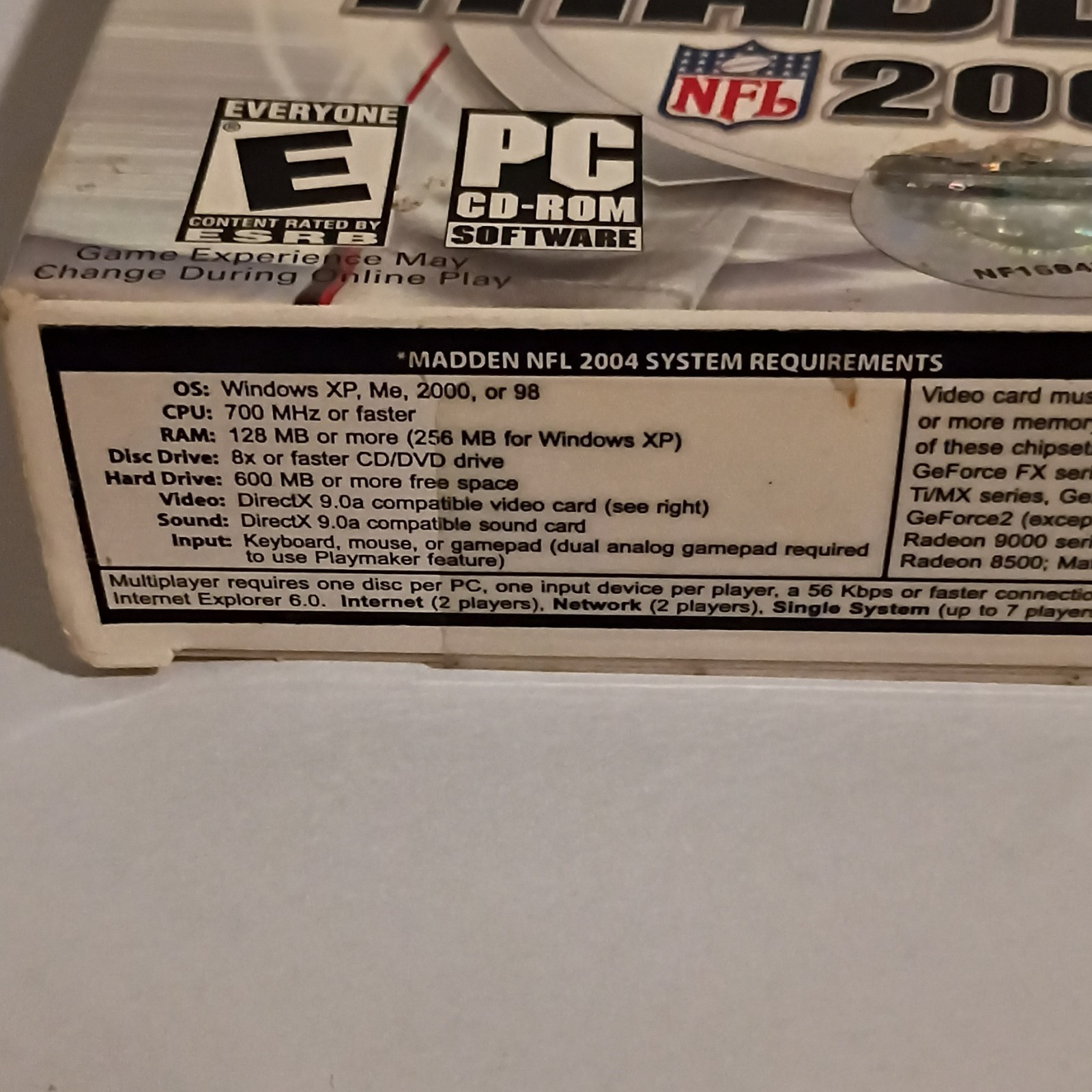 EA Sports Madden NFL 2004 PC CD-ROM Football Sports Game E (Everyone) 2004