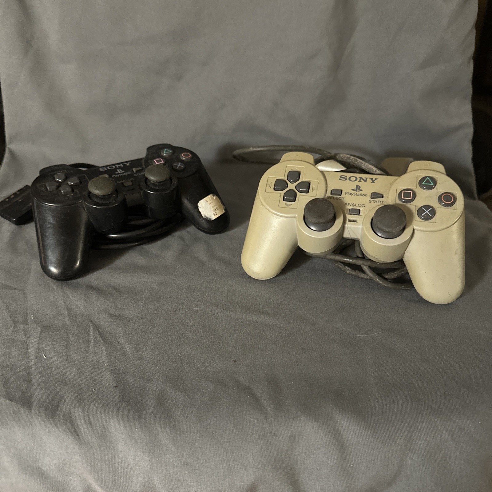 Official Sony PlayStation Controller Black and gray Lot of 2 Untested
