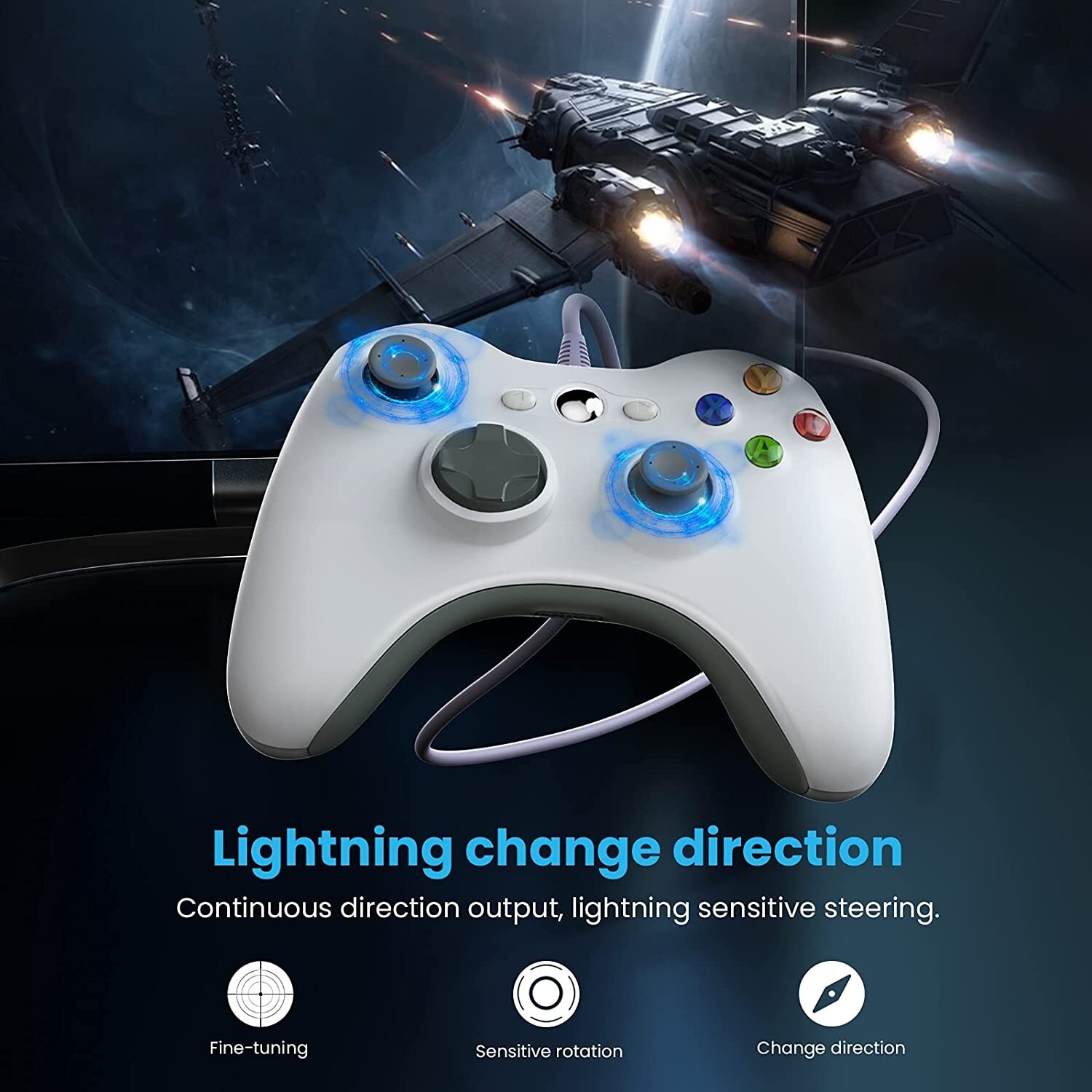Wired Controller USB For PC for Xbox 360 / 360 Slim Windows 7 8 10 11 Gamepad XP
