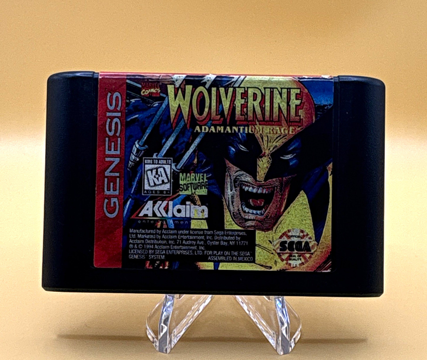 Acclaim Wolverine: Adamantium Rage – Sega Genesis game cartridge