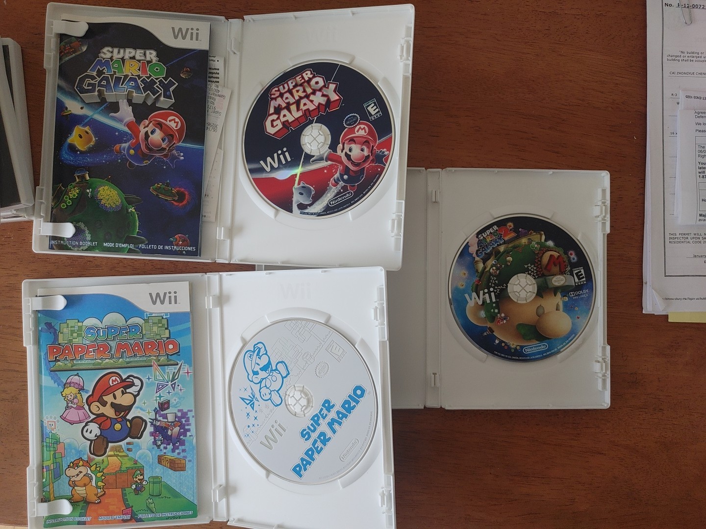 Super Mario Galaxy 1 + 2 , Super Paper Mario CIB Nintendo Wii READ