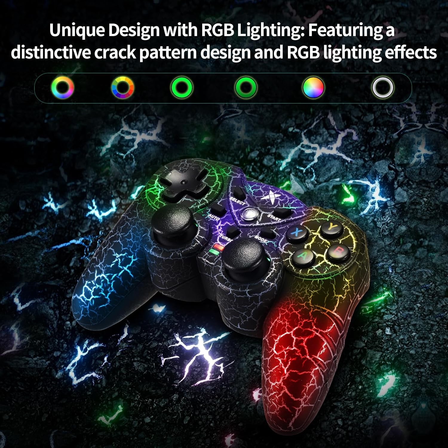 PC Wireless Gaming Controller Colorful LED Vibration TURBO LED Vibration Motor