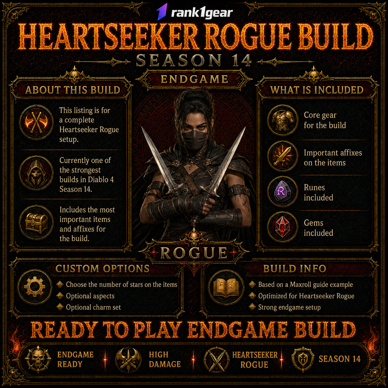 Diablo 4⚔️ Season 14⚔️Heartseeker Rogue Build Endgame⚔️BEST BUILD ⚔️S+ TIER