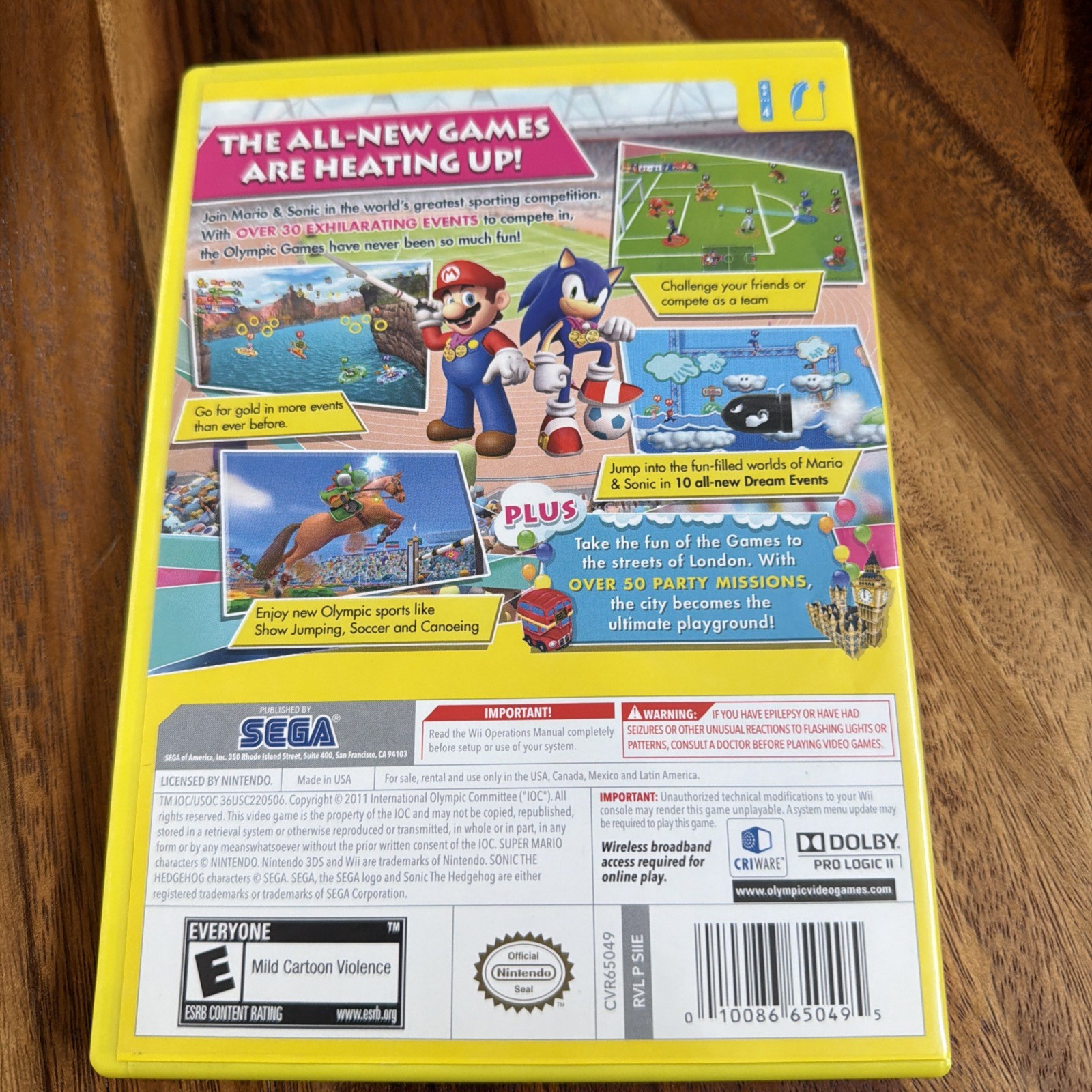 Mario & Sonic London 2012 Olympic Games Wii Complete CIB