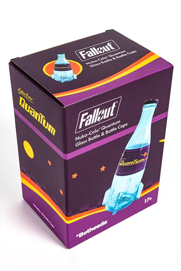 Bethesda Fallout Nuka Cola Quantum Wild & Cherry Glass Bottle + Caps Replica Set