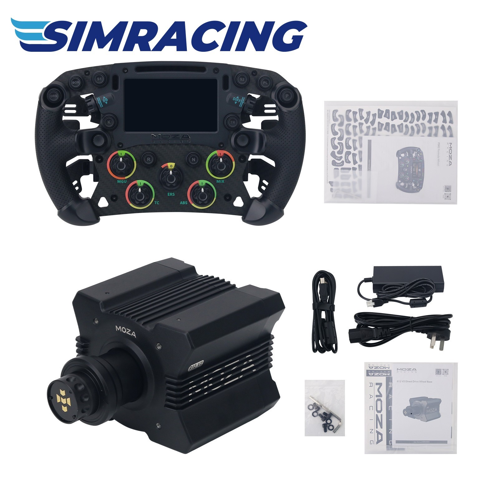 MOZA R12 V2 12Nm Direct Drive Wheel Base + FSR2 Formula Steering Wheel + Paddles