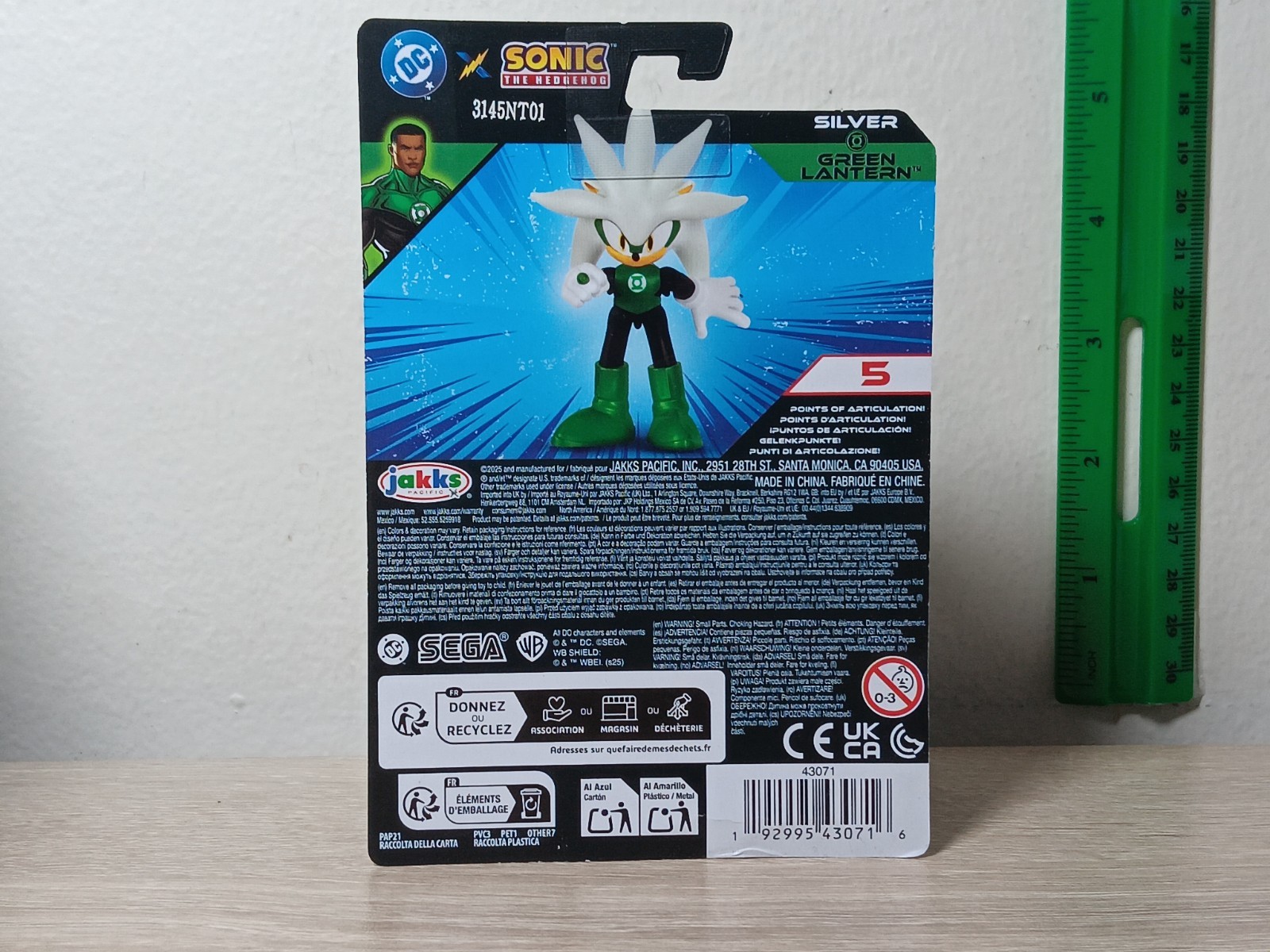 *FREE SHIP* 2.5″ SILVER GREEN LANTERN Sonic the Hedgehog DC Comics Jakks