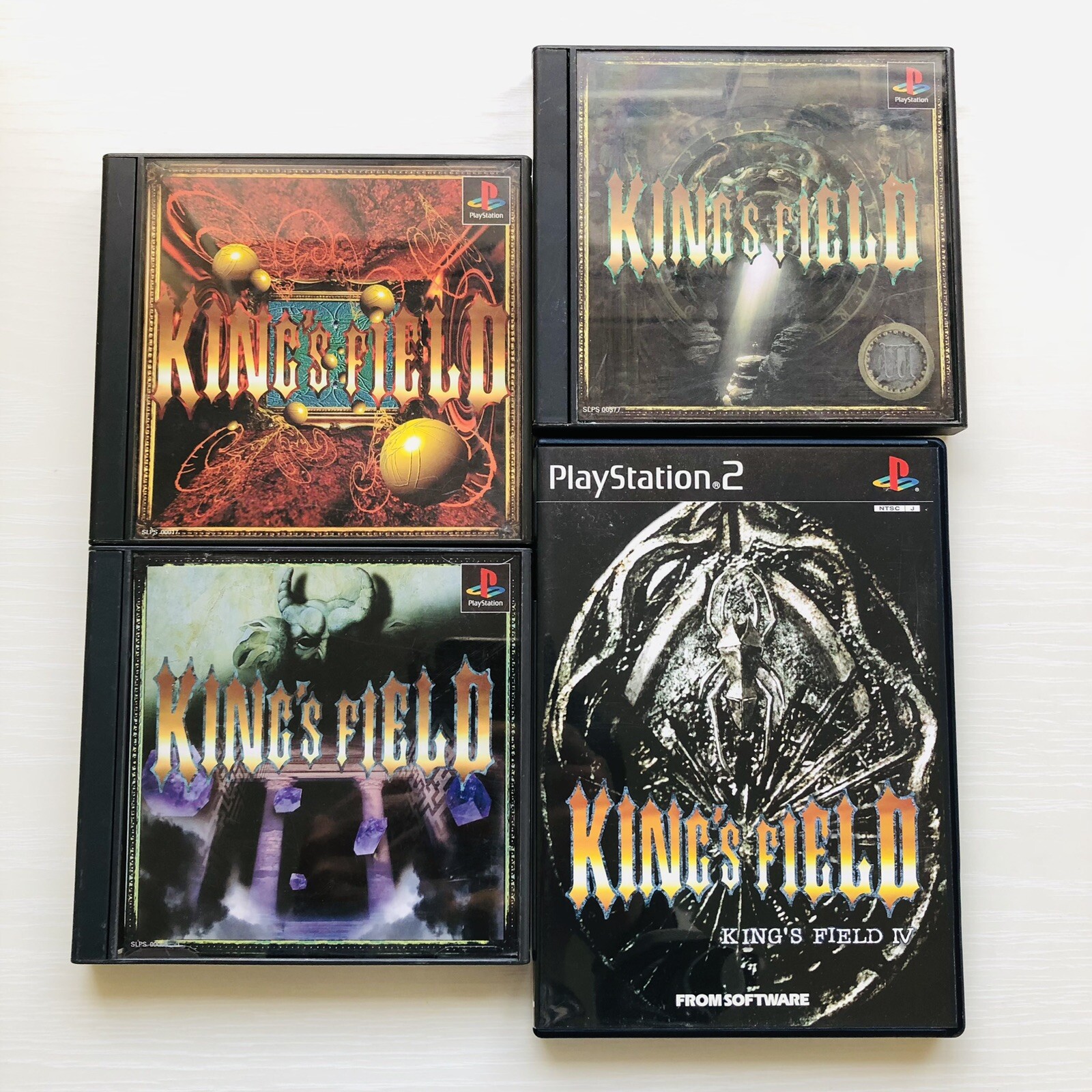 King’s Field Ⅰ Ⅱ Ⅲ Ⅳ 1 2 3 4 PS1 PS2 set of 4 games Sony PlayStation Japan