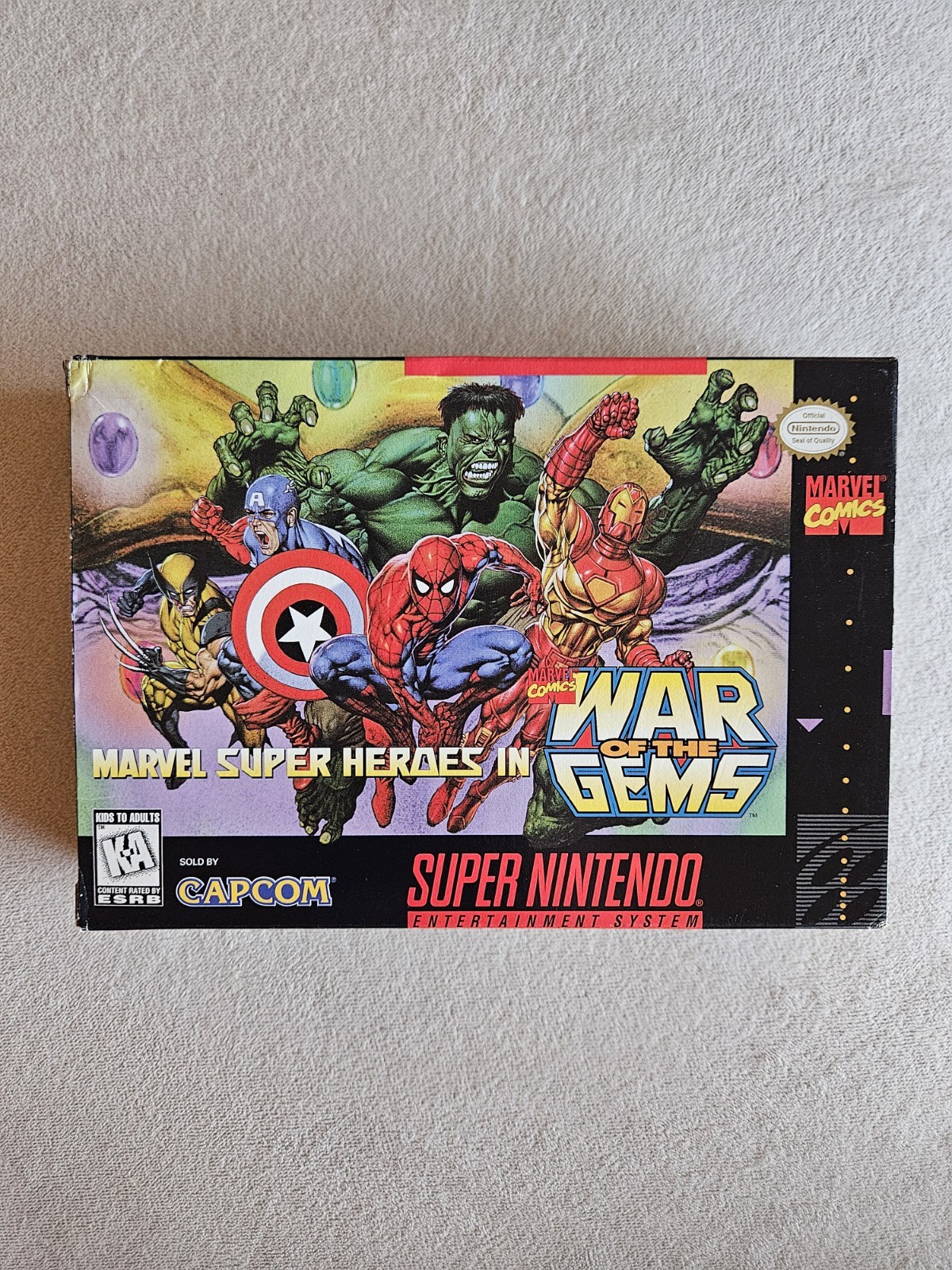 MARVEL SUPER HEROES WAR OF THE GEMS SNES SUPER NINTENDO COMPLETE IN BOX W INSERT
