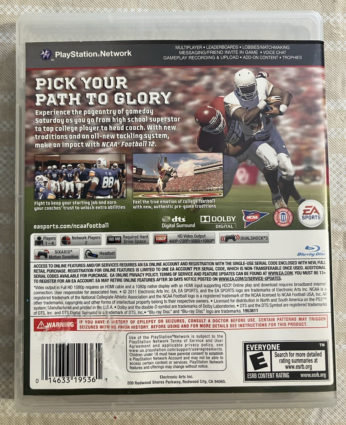 NCAA Football 12 (PS3) Tested Works with Manual