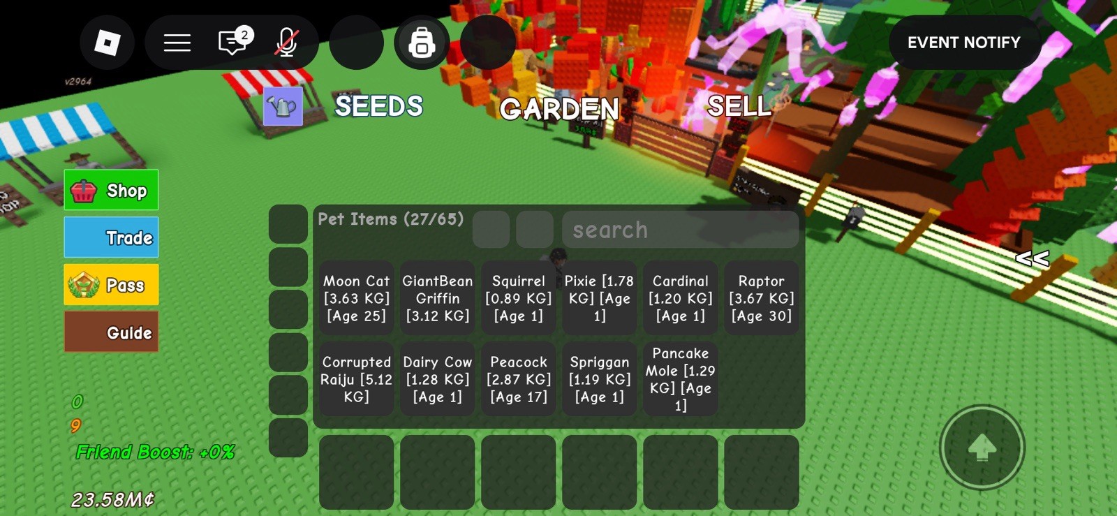 In-Game Pet Items Inventory (ALL PETS INCLUDED)