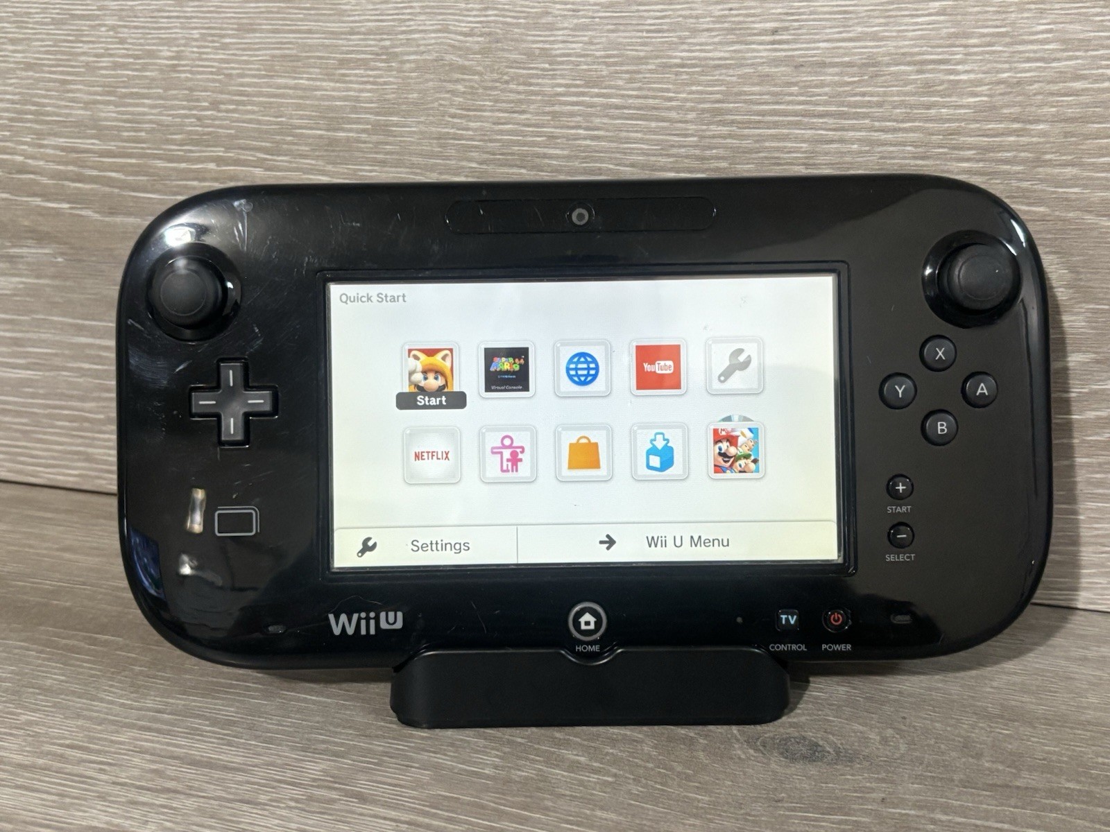 Nintendo Wii U WUP-010 US GamePad Black + Charging Cradle Dock ONLY – NO CHARGER