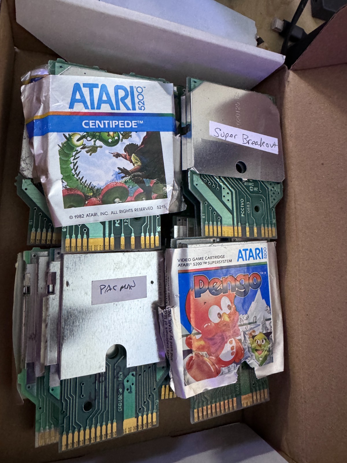 15 common Atari 5200 games, PCB-only, no cartridge shell, working lot