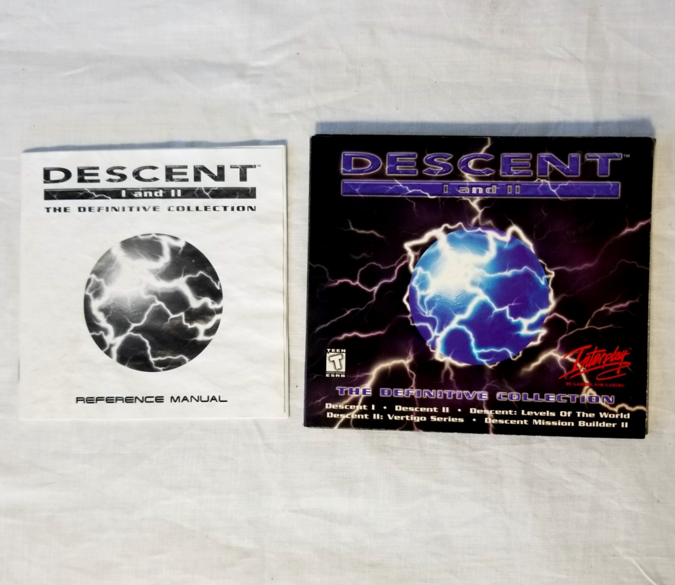 Descent I and II CD-Rom & 3 Pilots Manual + Mercenary Expansion Disc PC Windows