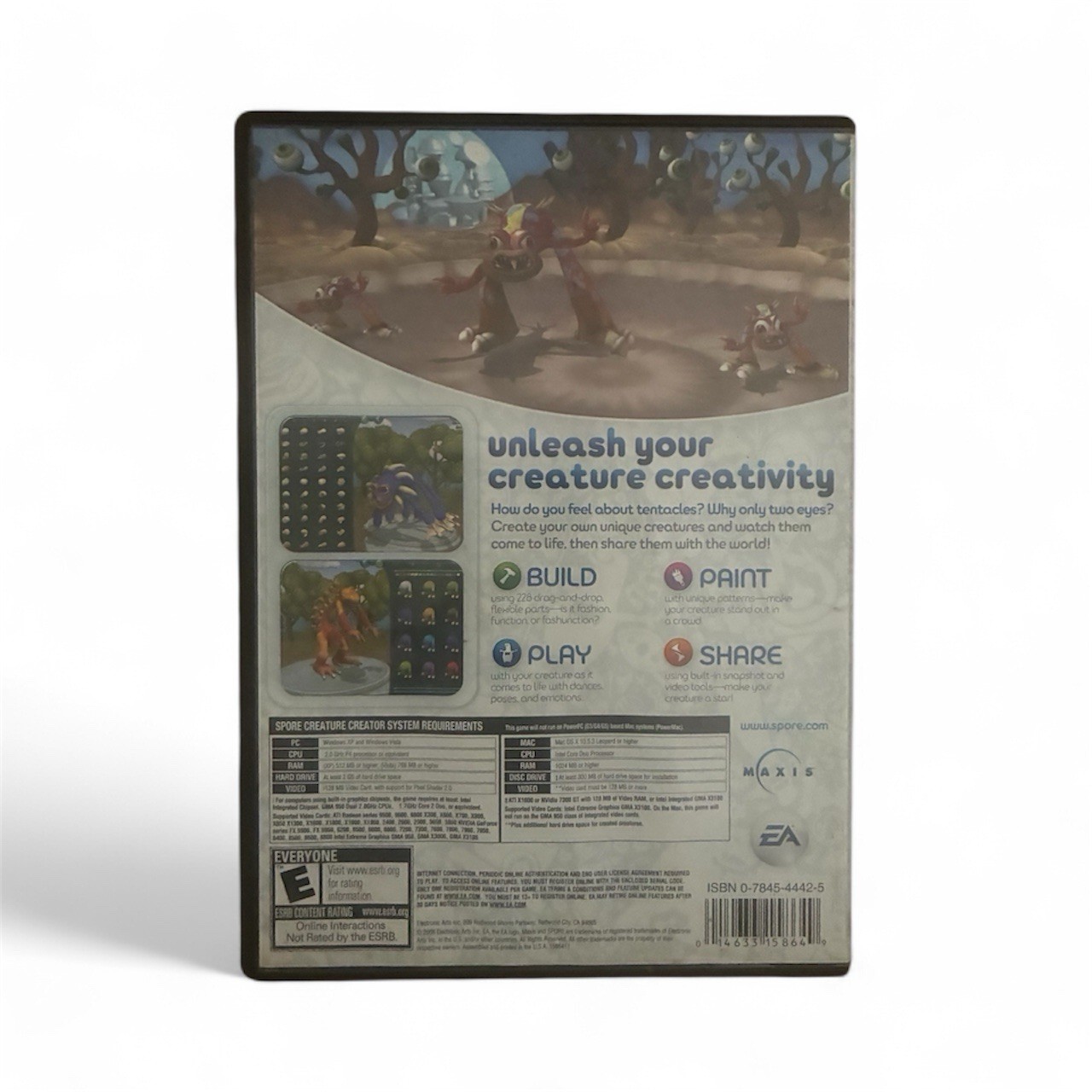 Spore Creature Creator Windows Mac 2008 CASE AND MANUAL ONLY NO GAME EA