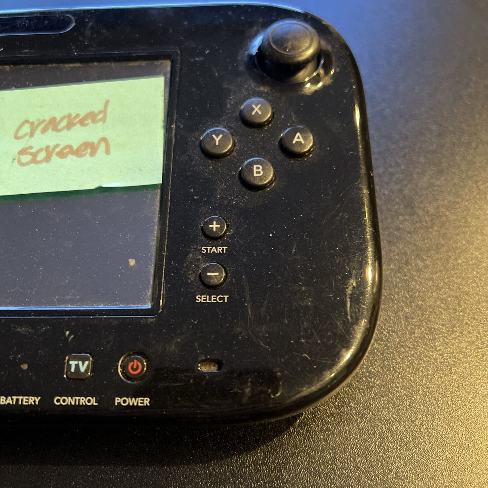 Nintendo Wii U Black Gamepad – Cracked Screen WUP-010 USA – For Parts Repair