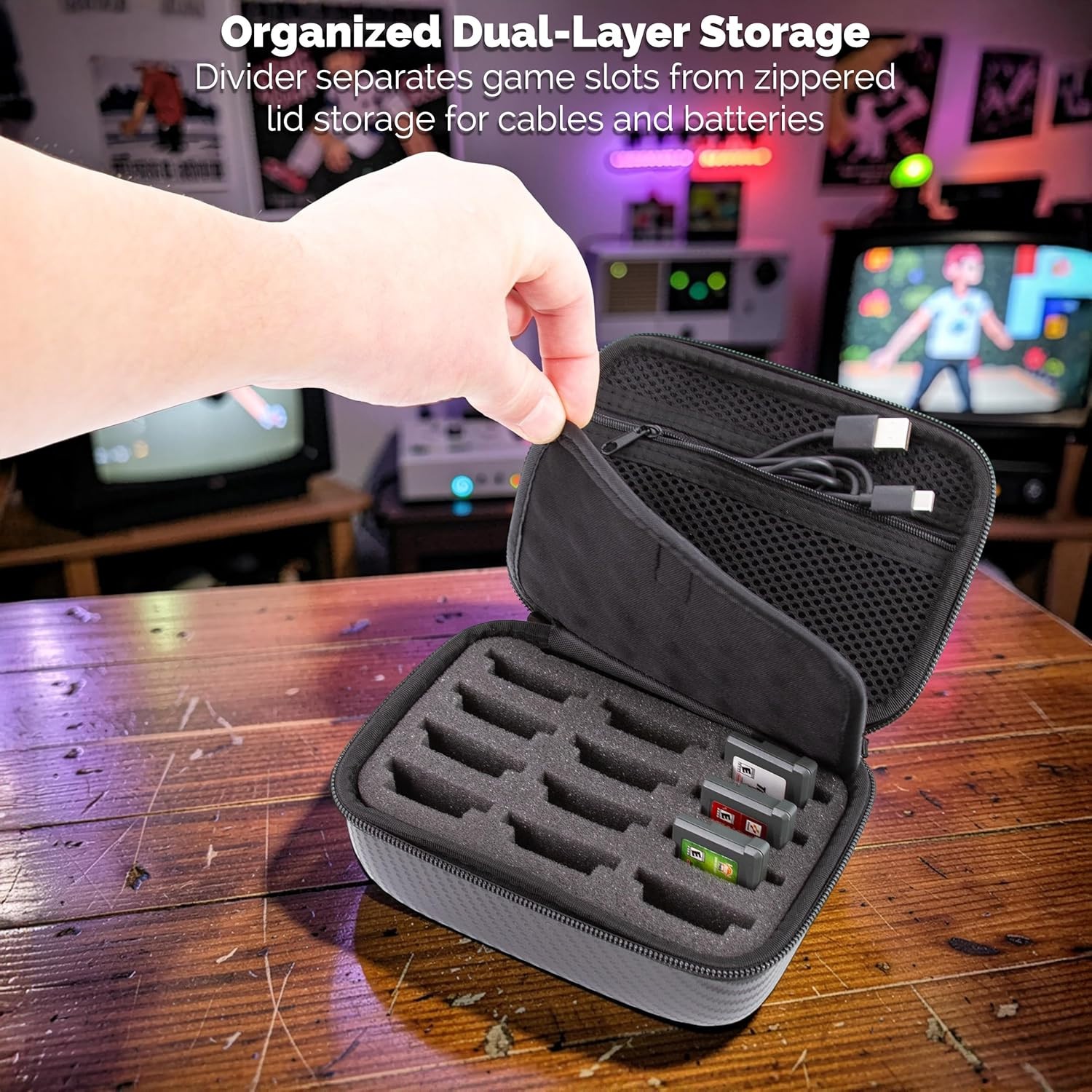 CASEMATIX GBA Game Case Holds 12 Game Boy Advance Cartridges – Travel Storage