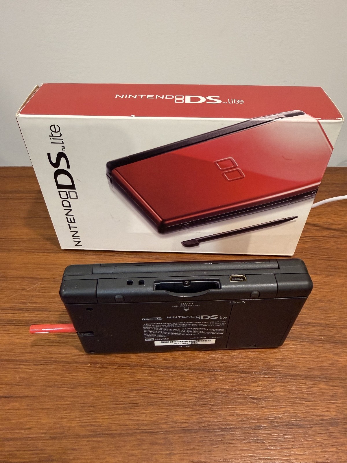 Nintendo DS Lite Red/Black Console In Box Tested Great Condition w/ Accessories