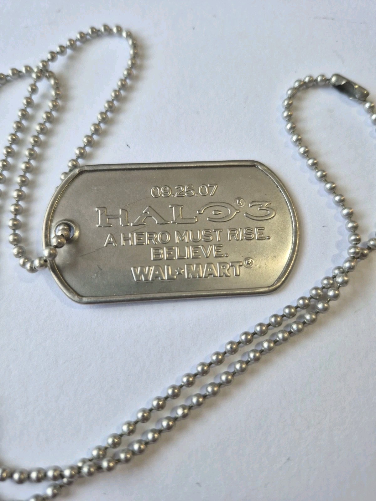 Halo 3 2007 Promo Dog Tag Walmart Exclusive Rare Xbox Game Chain