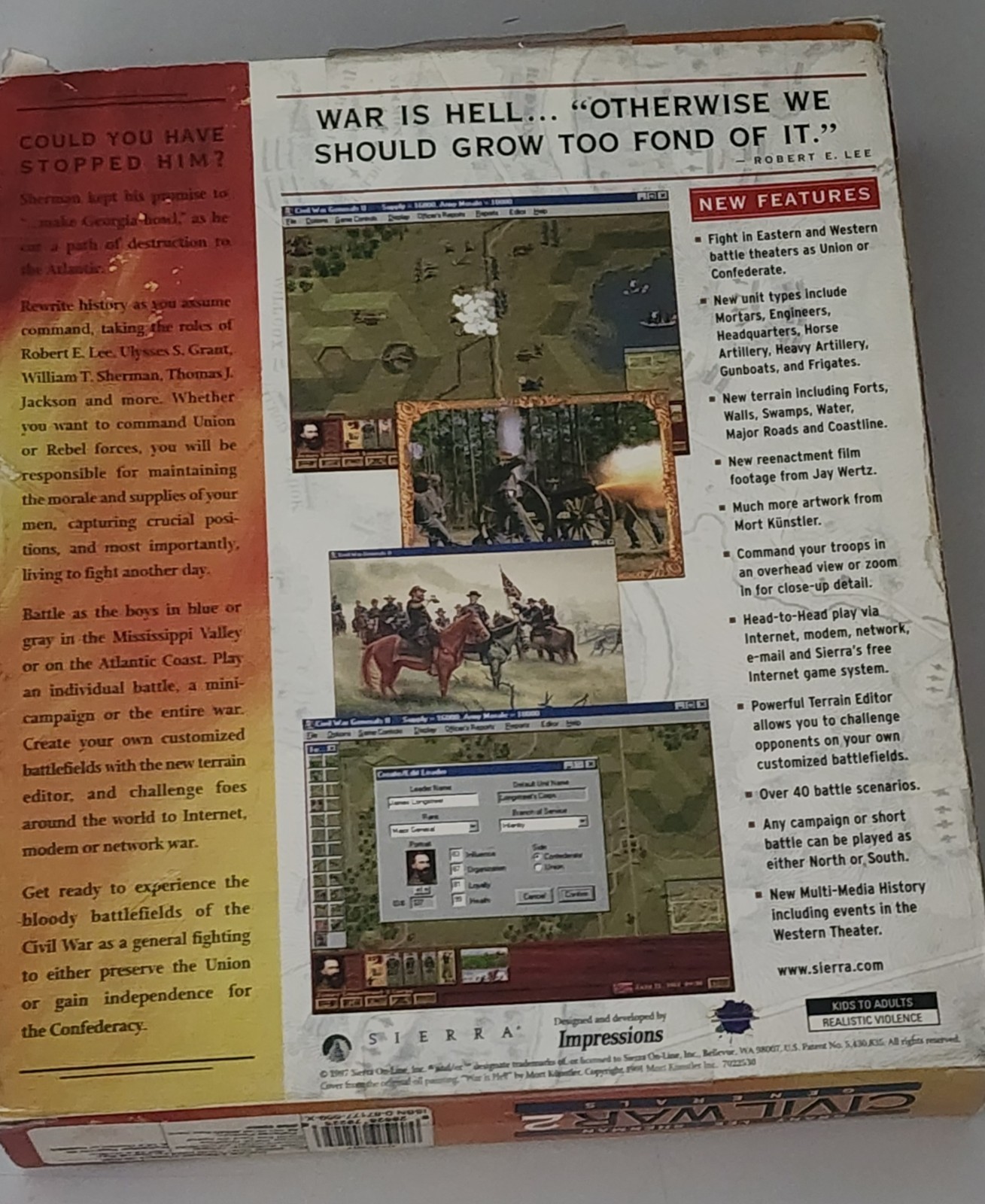 Civil War Generals 2: PC Game Windows CD-ROM Generals Grant Lee Sherman