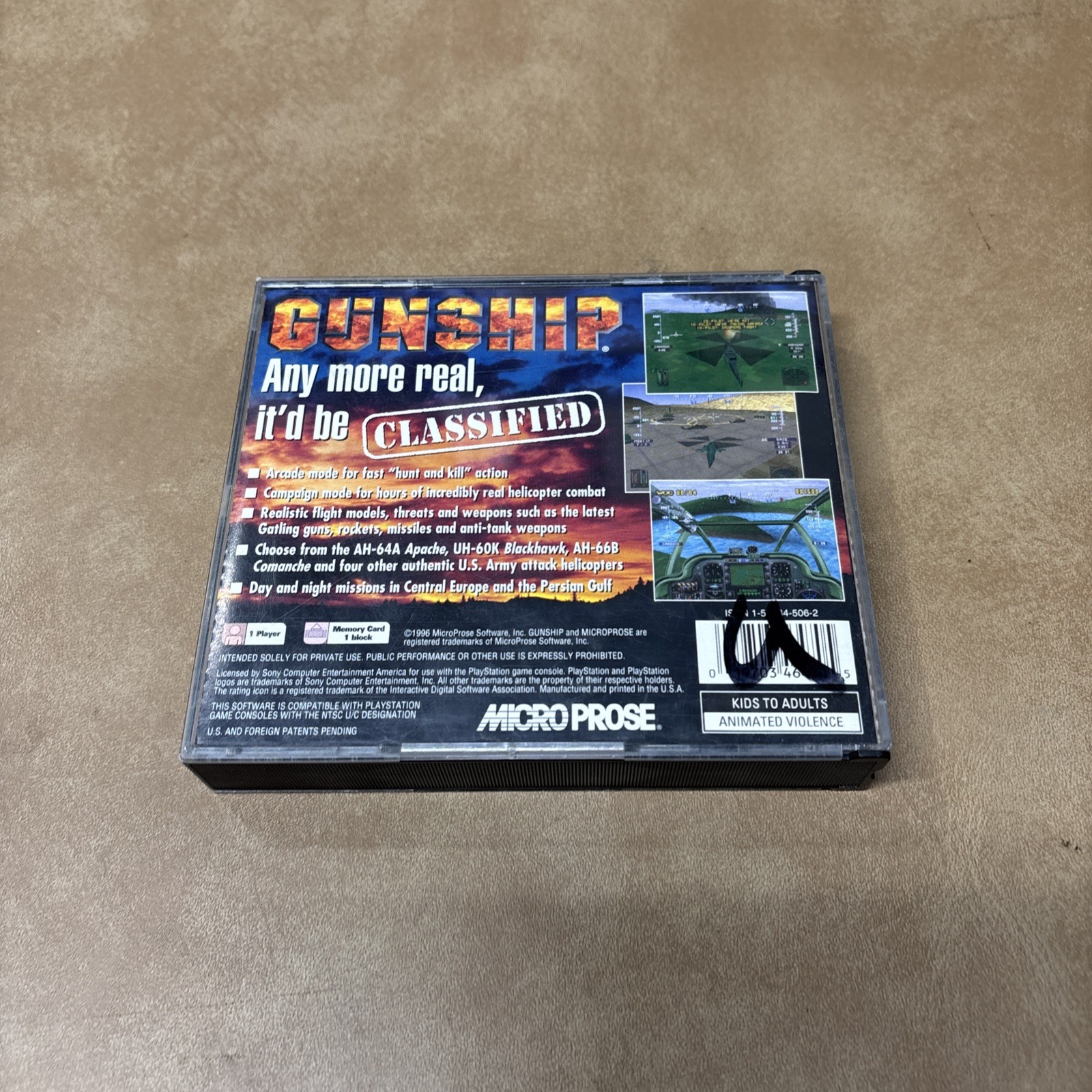 Gunship PS1 PlayStation 1 Complete CIB W/ Manual. Tested Black Label