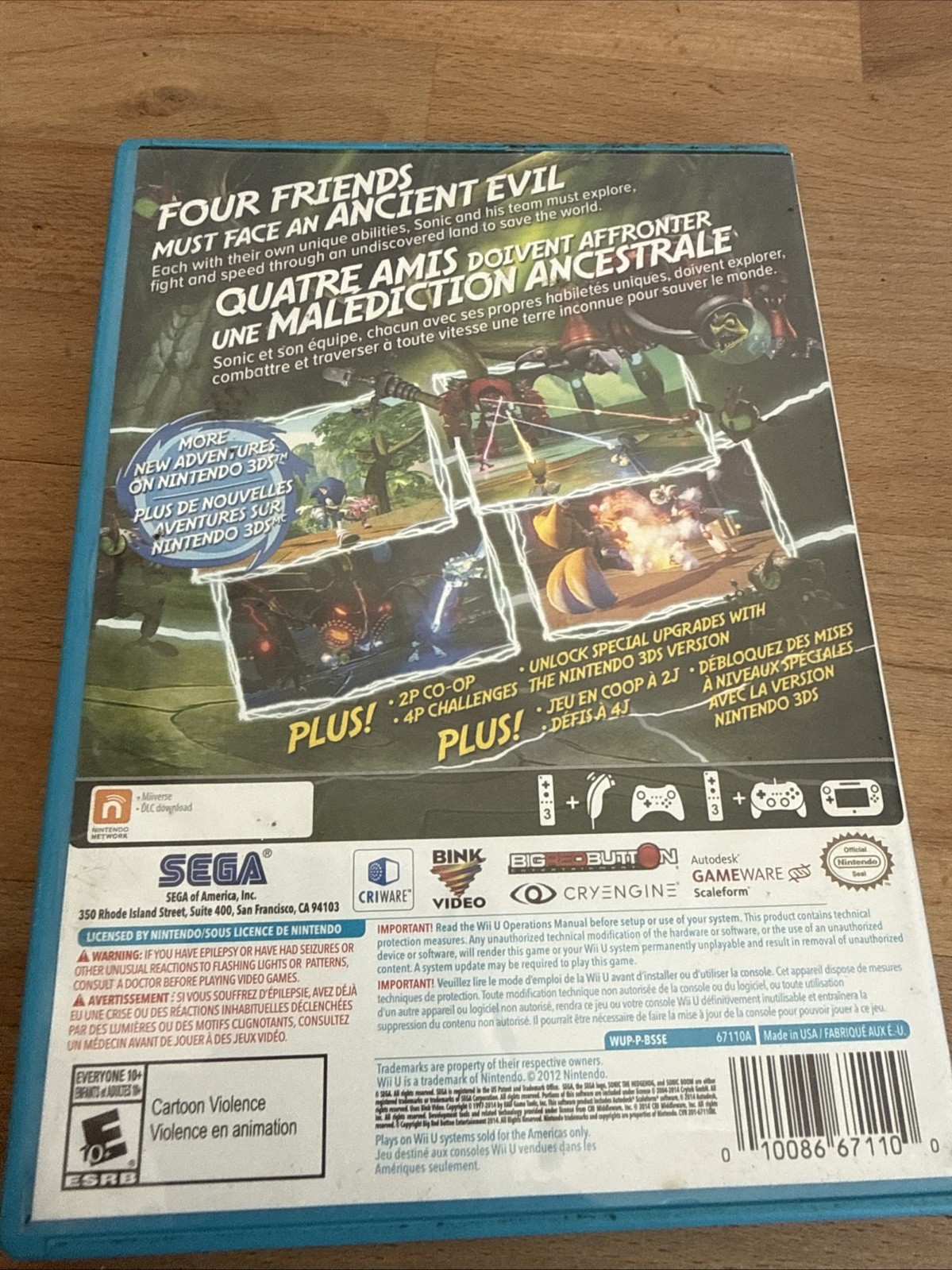 Sonic Boom: Rise of Lyric (Nintendo Wii U, 2014) W/ Manual