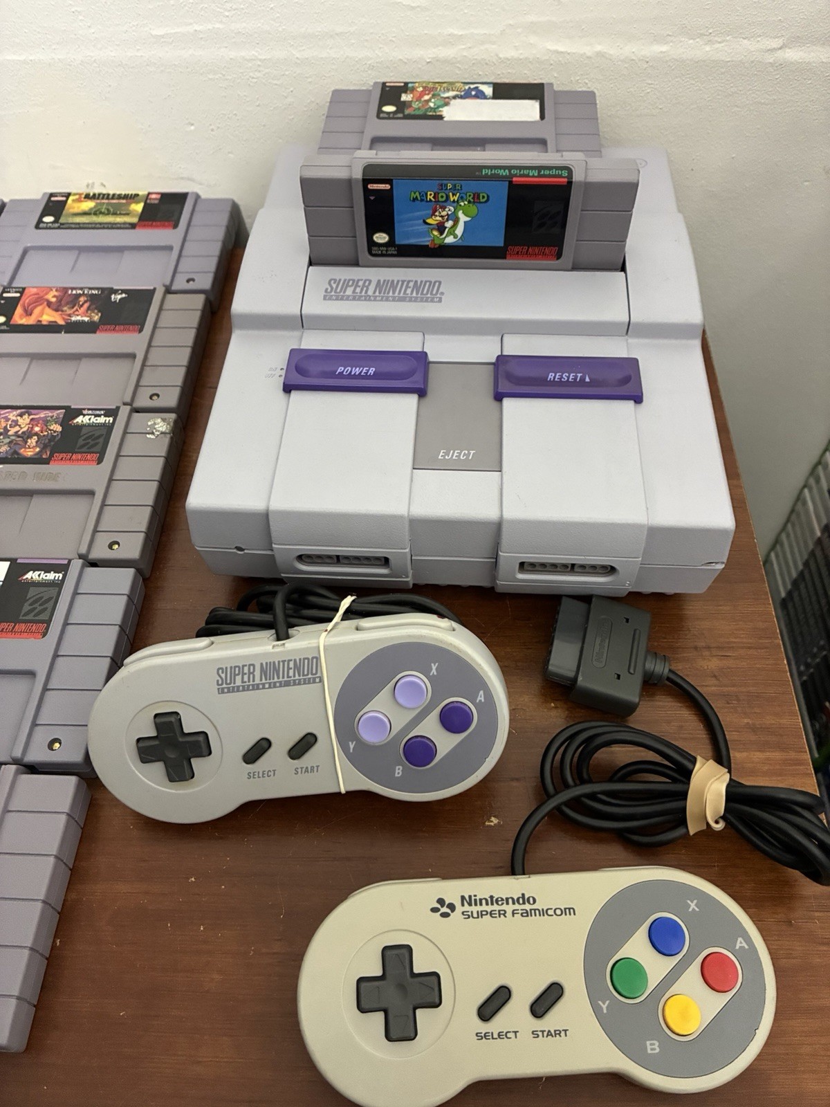 Super Nintendo SNES Console System Bundle with 12 Games 2 Controllers Tested