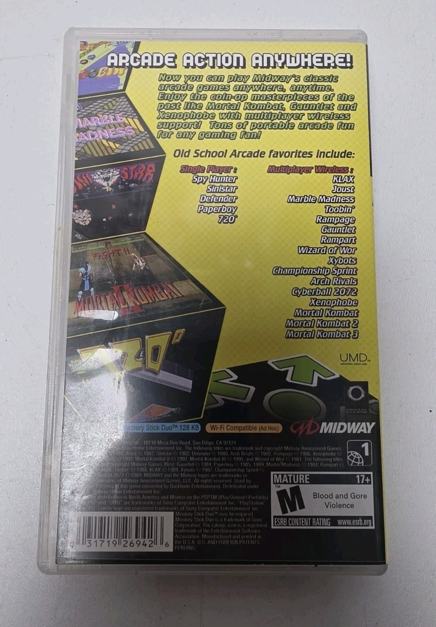 Midway Arcade Treasures: Extended Play (Sony PSP) Complete CIB Tested Works
