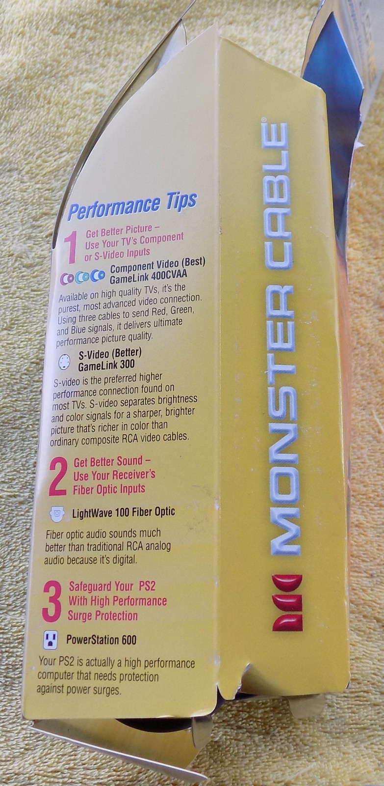 Monster Cable GameLink 400CVAA Gold Component PS2 A/V Cable – NWO Blister Pack
