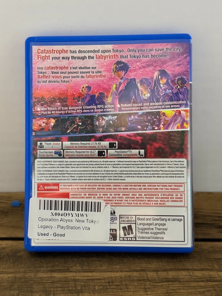 Operation Abyss New Tokyo Legacy (PS Vita, 2015) NIS America CIB No Manual Testd