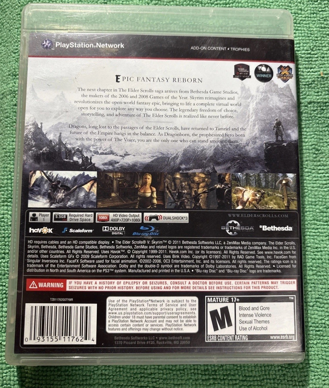Skyrim PS3 Original Release + Manual + Map and Tested!!