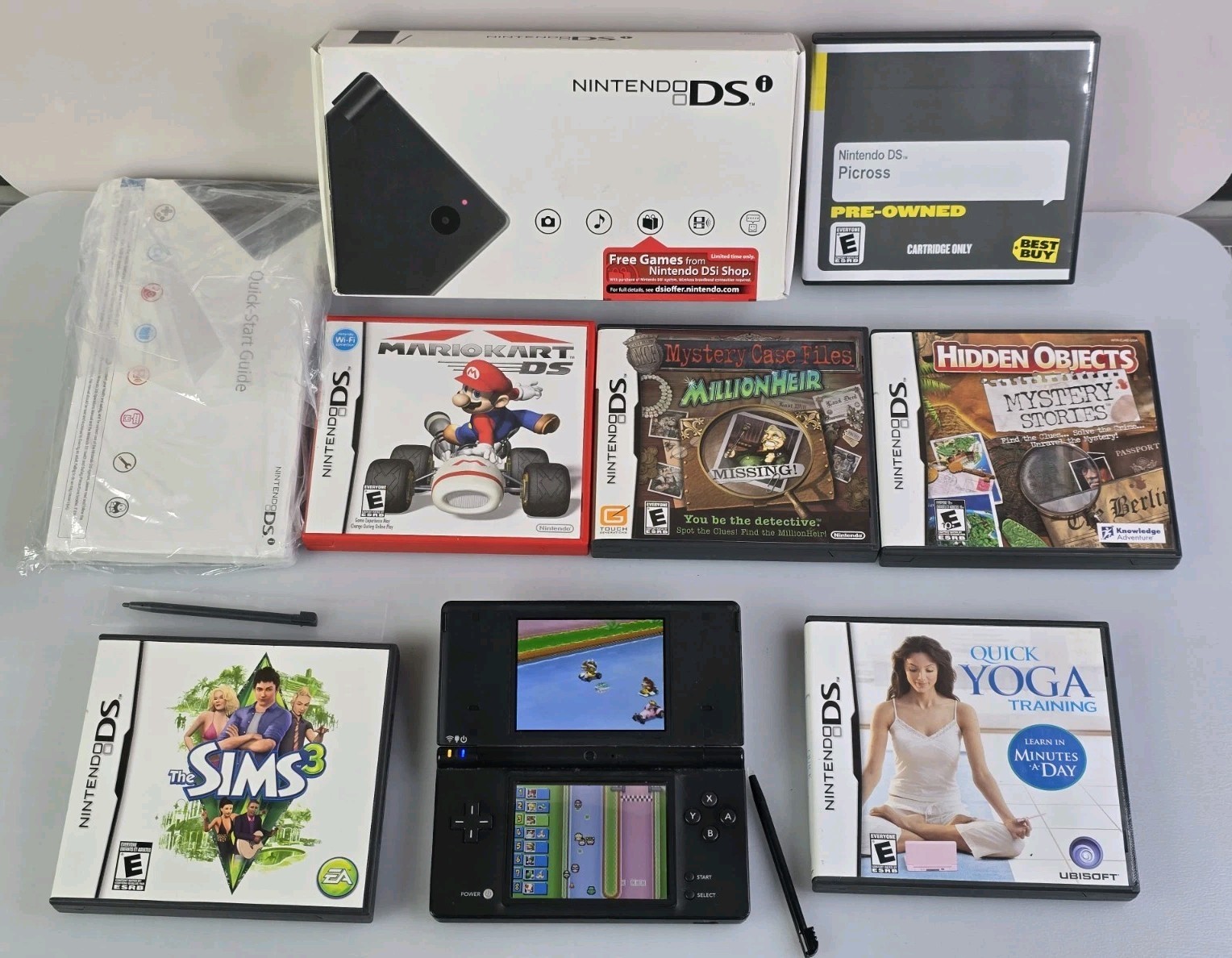 BUNDLE Nintendo DSi CIB Matte Black Charger Stylus Mario Kart + Extras PLAYS PER