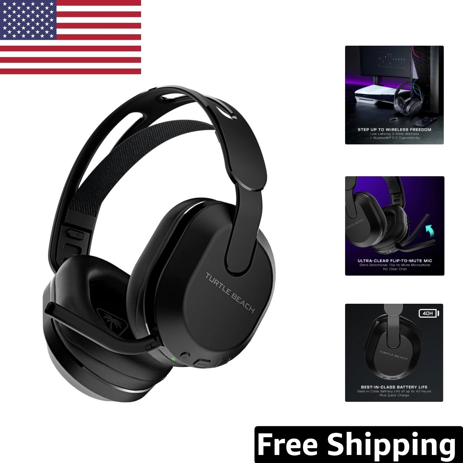 Stealth 500 Gaming Headset: Bluetooth 5.2, 40mm Drivers & Adjustable Fit