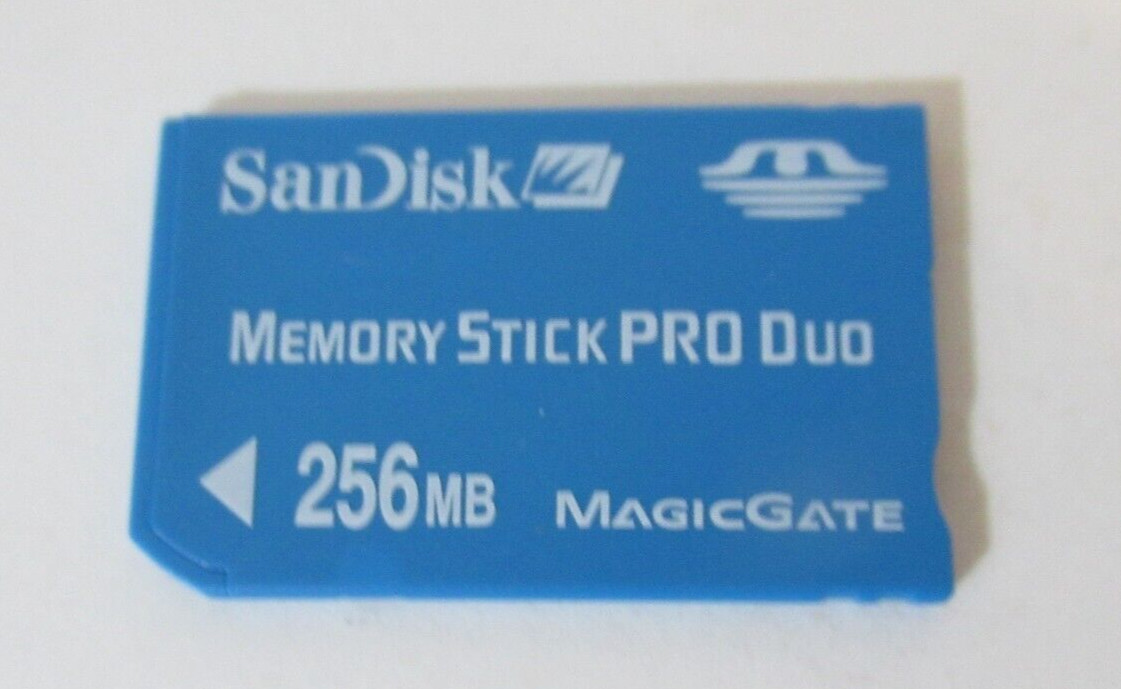 256MB SANDISK MEMORY STICK PRO DUO CARD + Memory Stick Adaptor New Old Stock