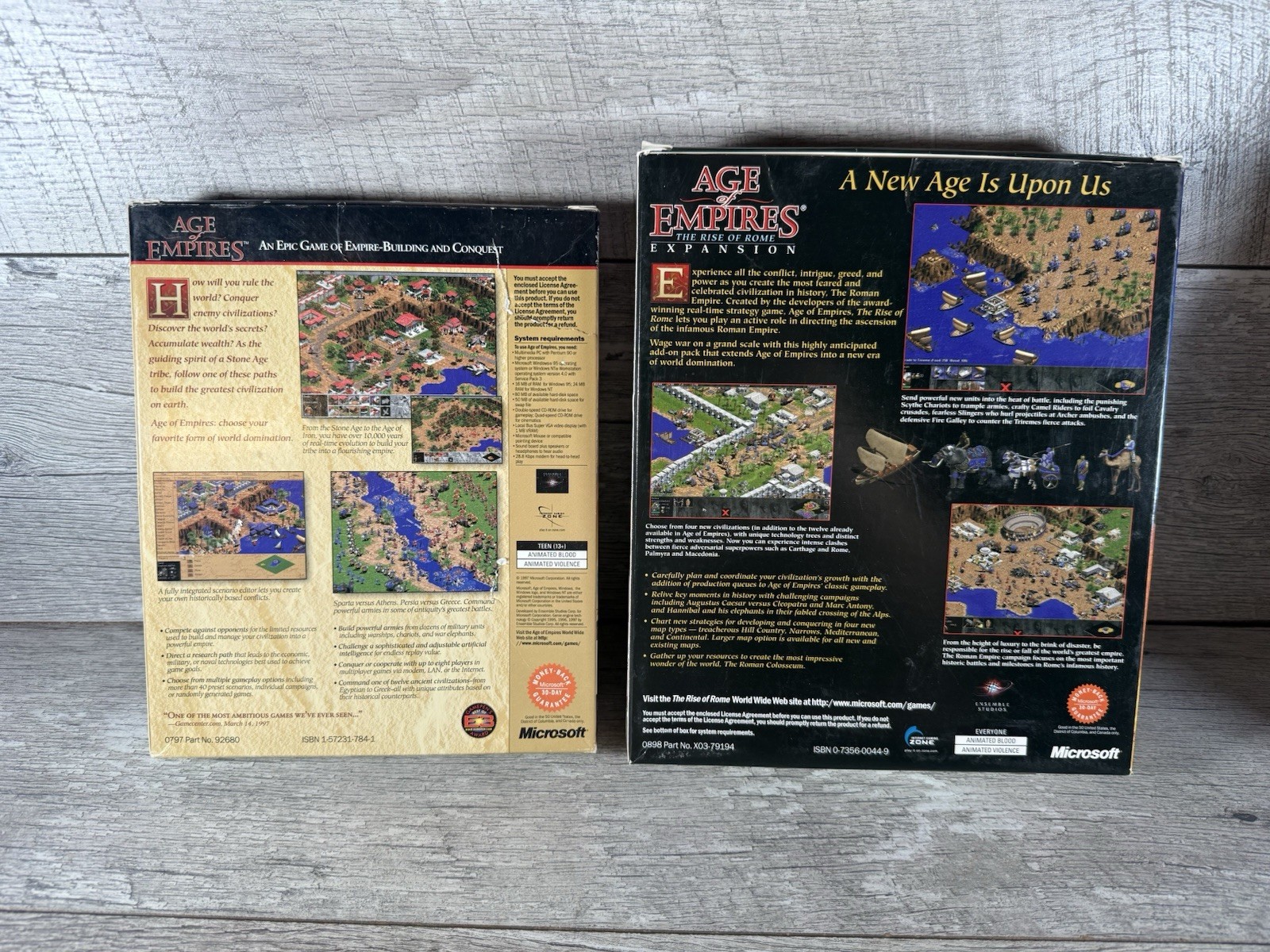 Age Of Empires BIG BOX & Rise Of Rome Expansion Pack Microsoft PC Windows 95
