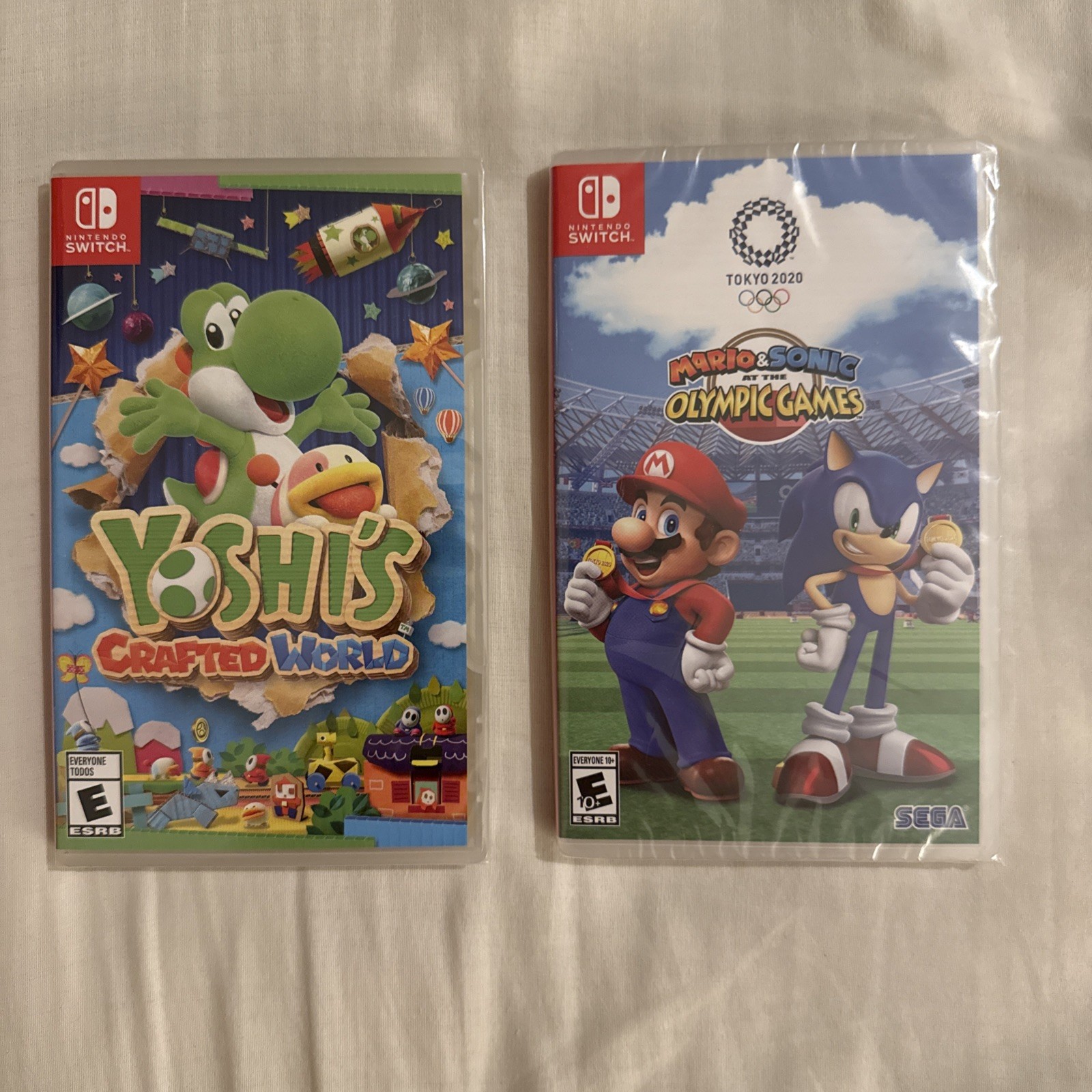 NINTENDO SWITCH YOSHI CRAFTED WORLD & MARO & SONIC OLYMPIC GAMES FACTORY SEALED