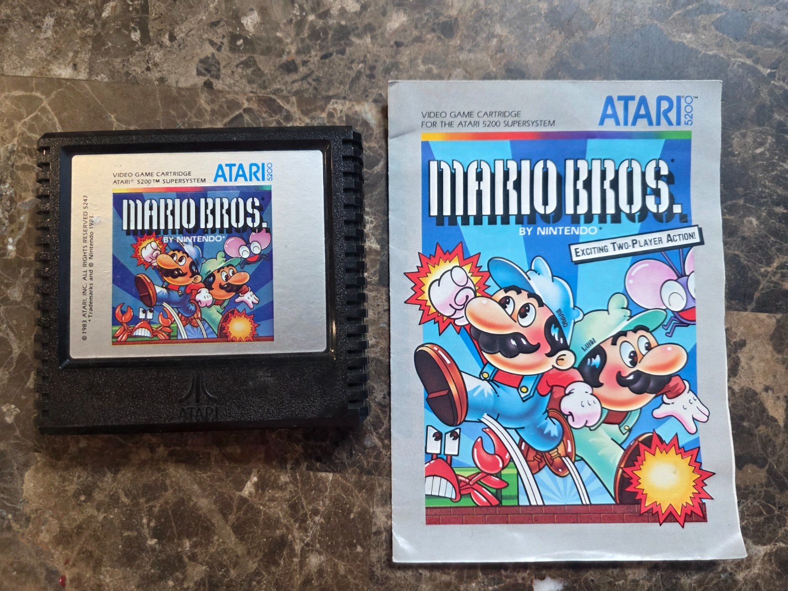 Atari 5200 Mario Bros With Manual + 4 more games w/overlays , tested/working