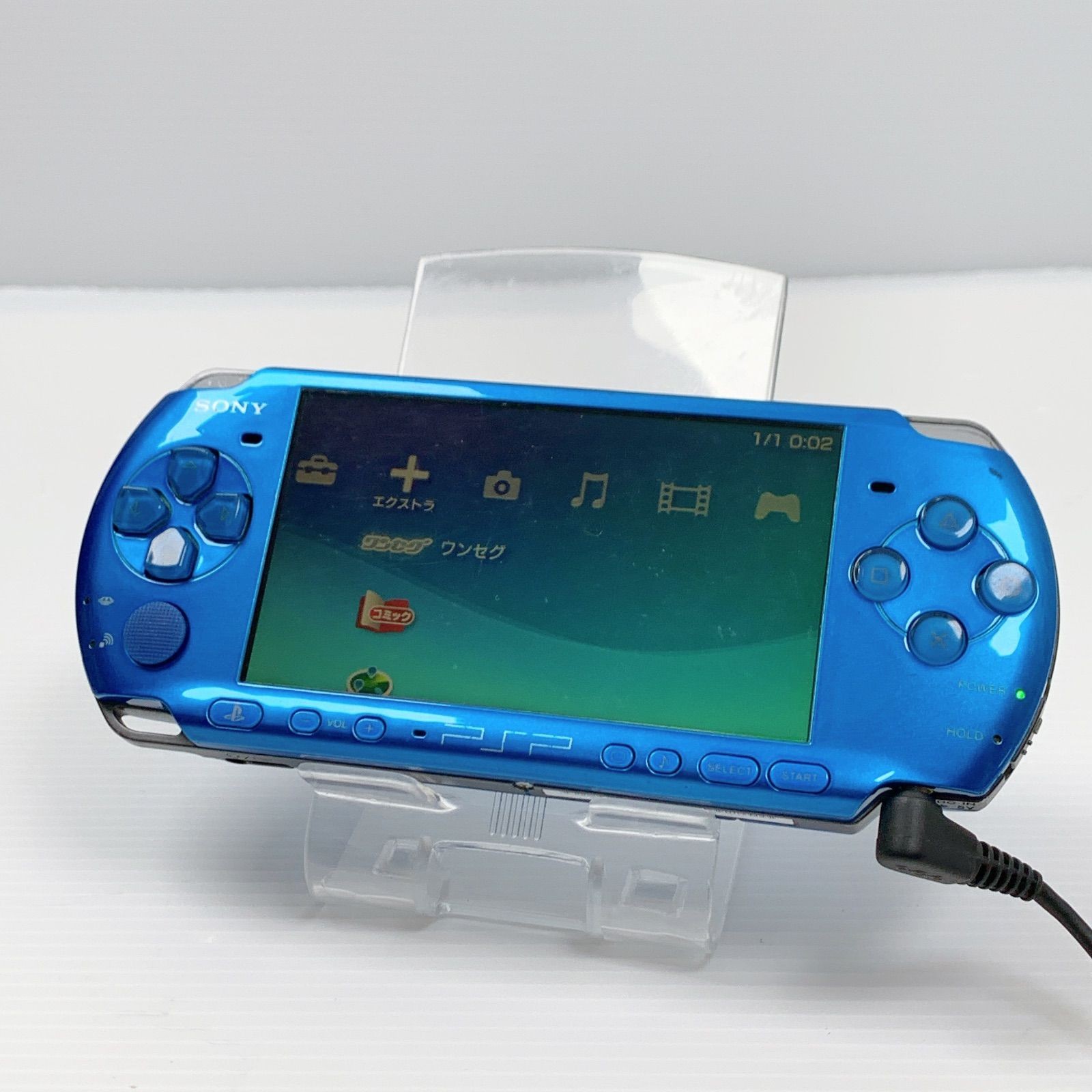 PSP Playstation Portable Vibrant Blue PSP 3000 VB Console USB cable Tested Japan