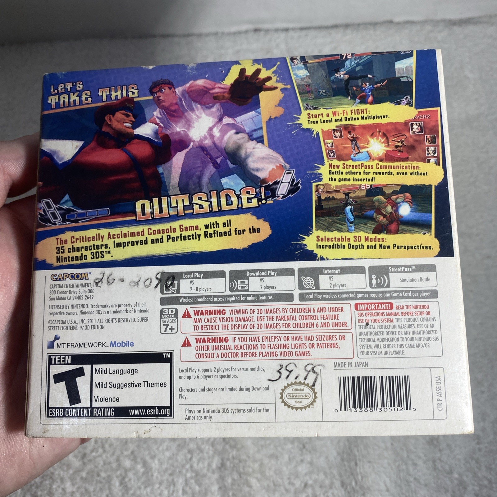 Super Street Fighter IV 3D Edition Nintendo 3DS Lenticular Slipcover New Sealed