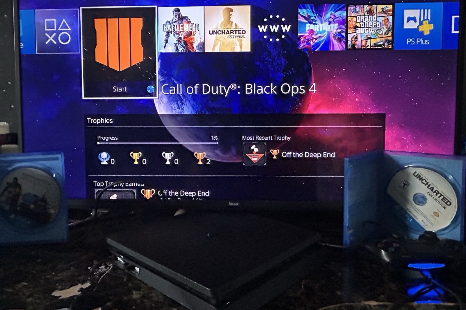 Sony PlayStation 4 PS4 Black 500GB Console w/ DualShock 4 + 2 Games