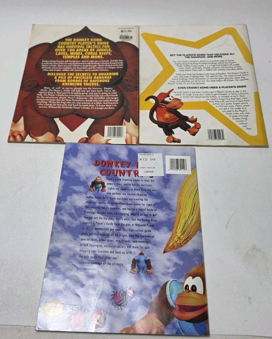 Donkey Kong Country 1 2 3 SNES Trilogy Strategy Guide Bundle Nintendo Power Lot