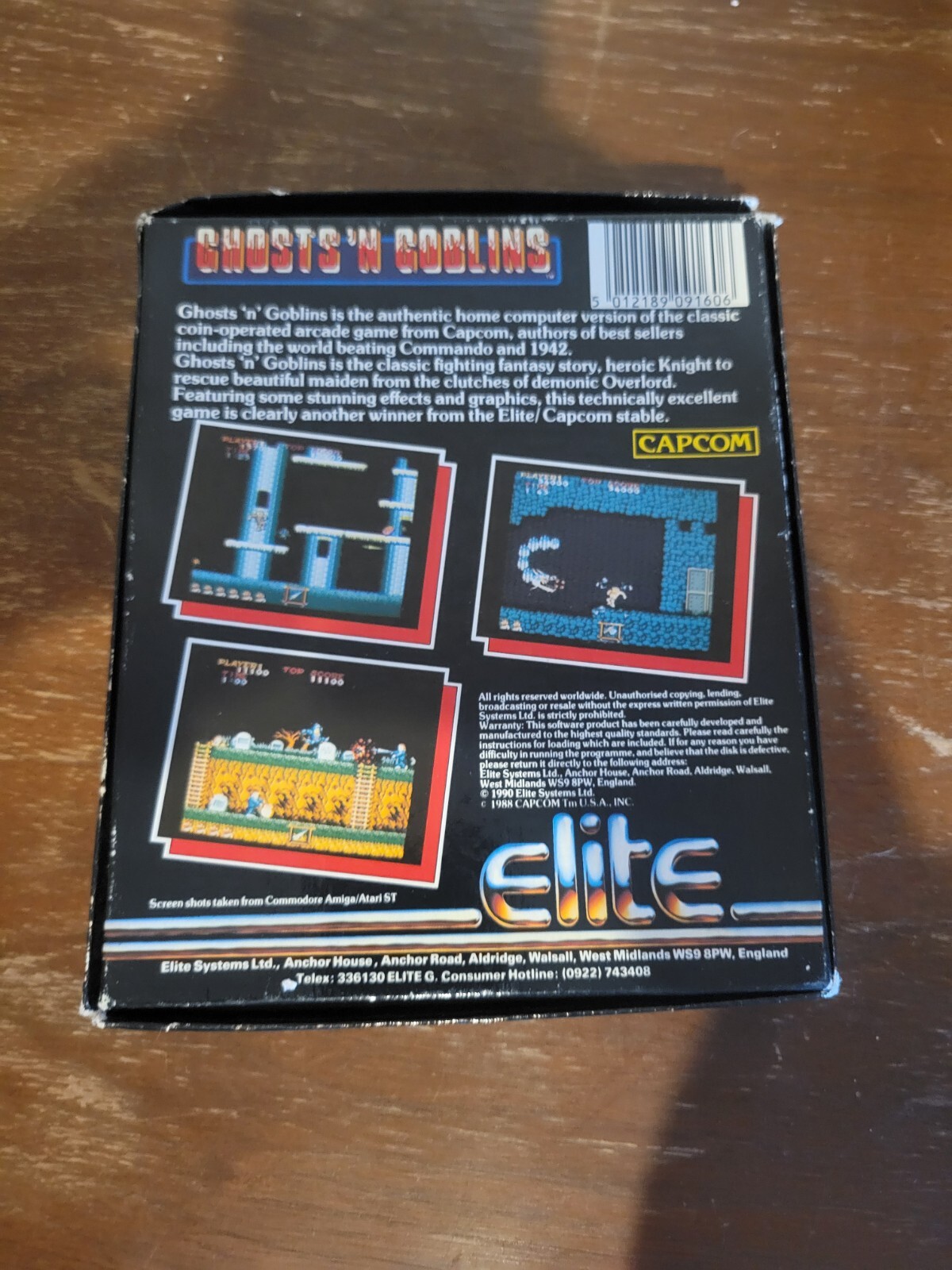 Vintage Ghosts ‘N Goblins Commodore Amiga Elite Big Box CIB Rare Capcom 1990