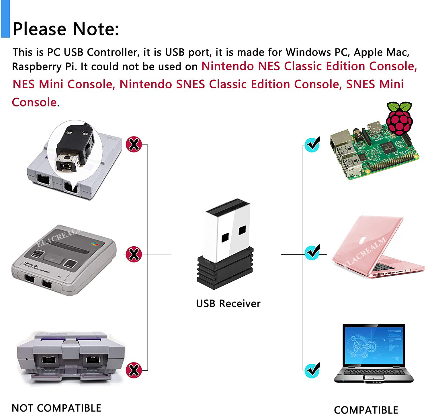 Wired/ Wireless SNES Controller USB Gamepad for PC MAC Raspberry Pi -Plug & Play