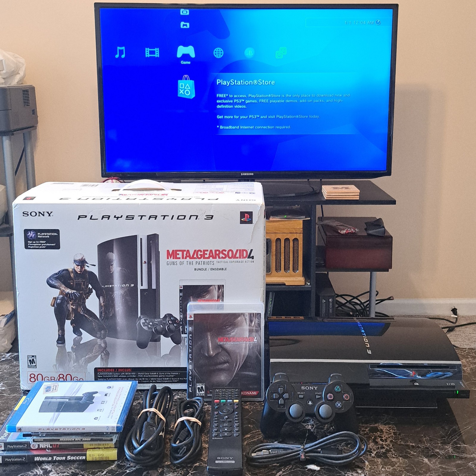 ✅ Sony PlayStation 3 80GB Console PS3 Bundle CECHE01 Backwards Compatible w/ Box