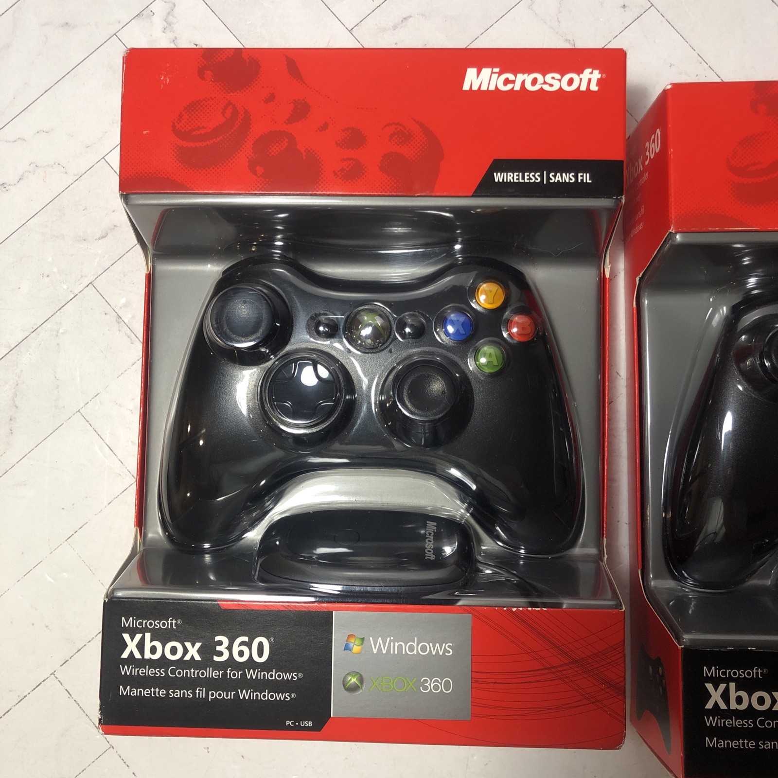 2x Xbox 360 Microsoft ‎Wireless Controllers for Windows Black Genuine OEM SEALED