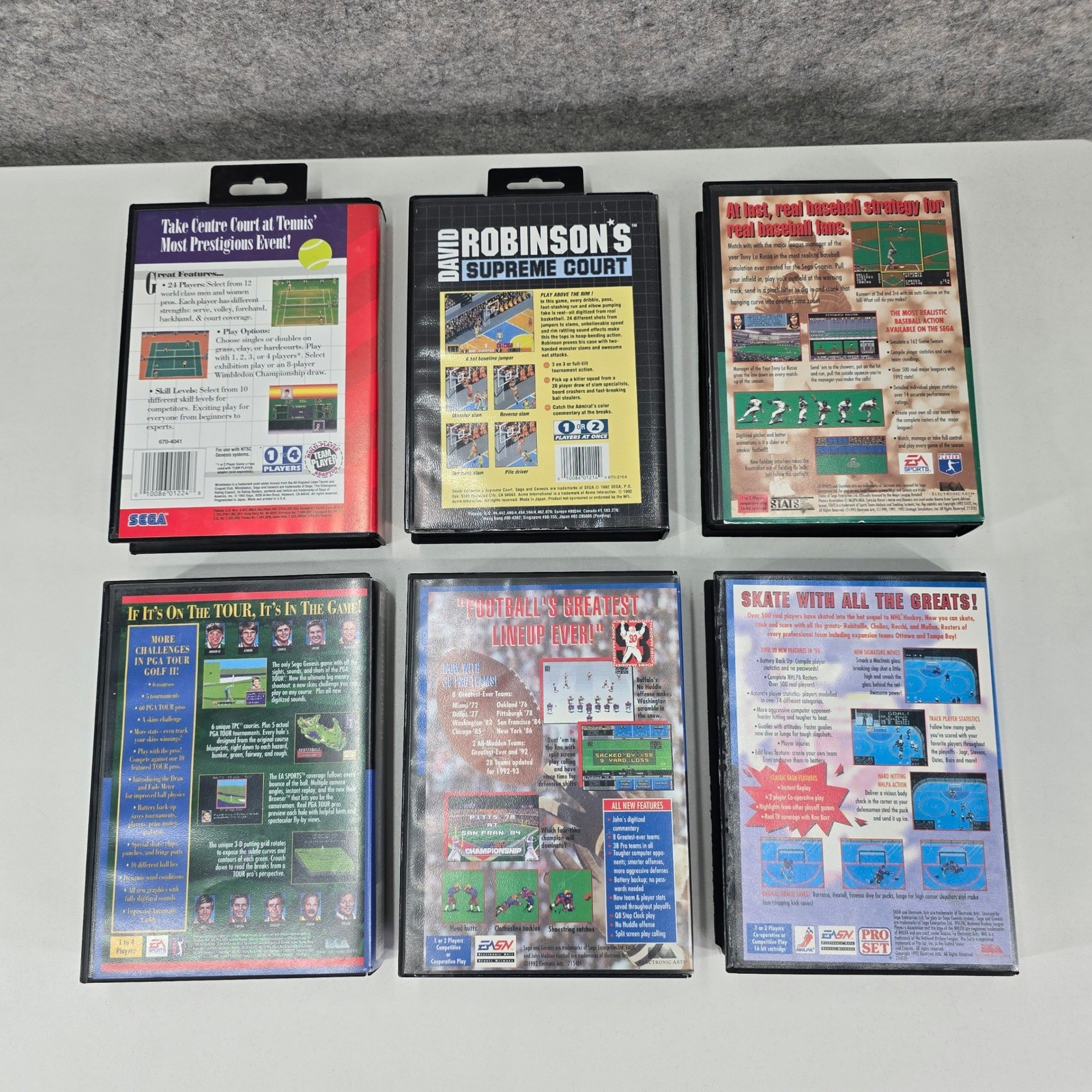 SEGA Genesis Sports Game Collection 6 Pack Golf, Hockey, Tennis, Basketball, +