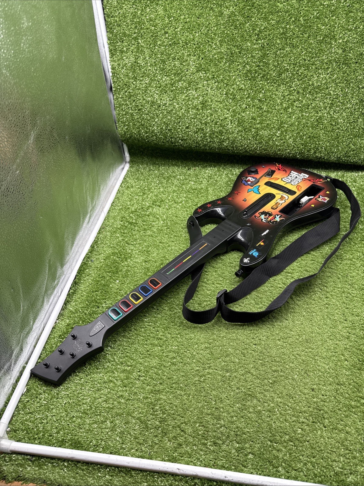 TESTED Nintendo Wii Guitar Hero Wireless Sunburst Guitar 95455.805 w/ Back Cover