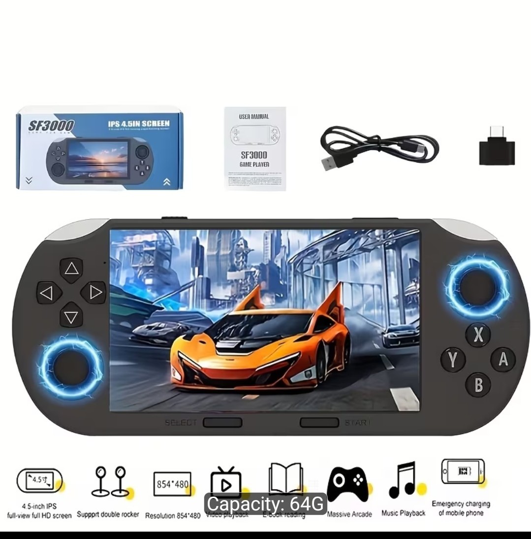 Vintage Handheld Portable Game Runs On Linux, Built-in 3000mAh Battery an USB Ch