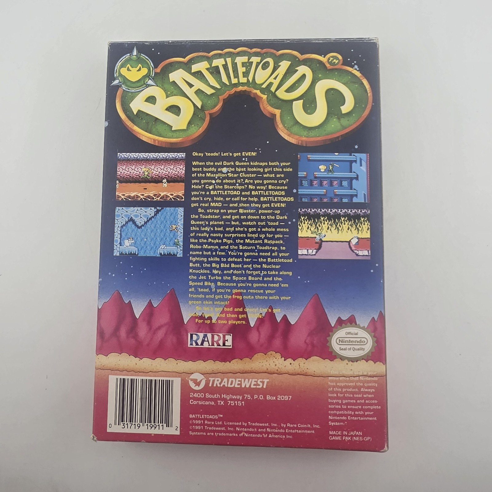 Battletoads NES Nintendo 1991 Oval SOQ REV-A Box – Box Only (No Game)