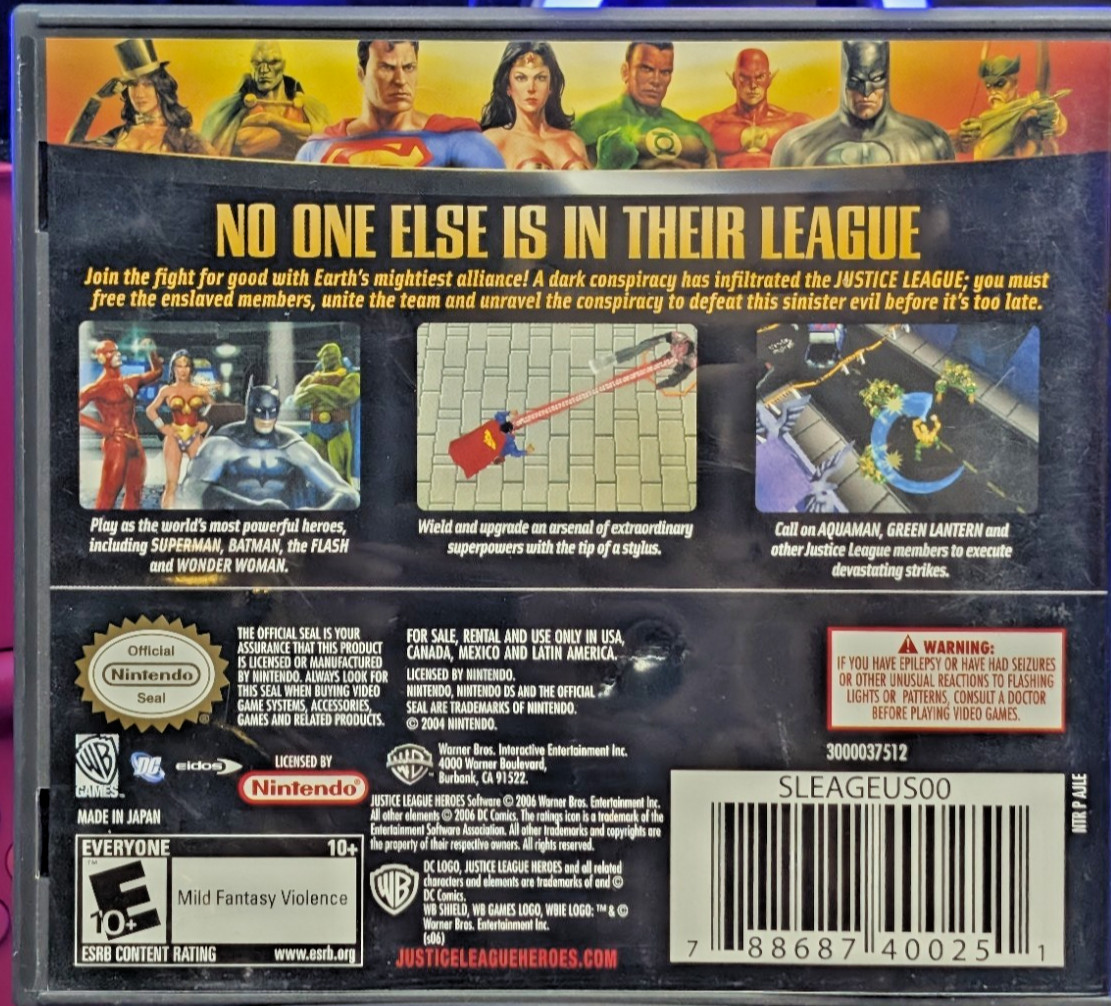 Justice League Heroes (Nintendo DS, 2006) DC Comics CIB Complete